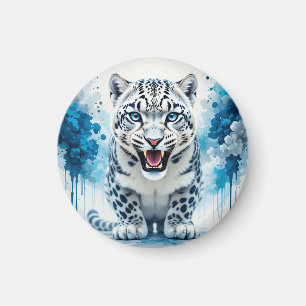 Wilder weißer Leopard Magnet