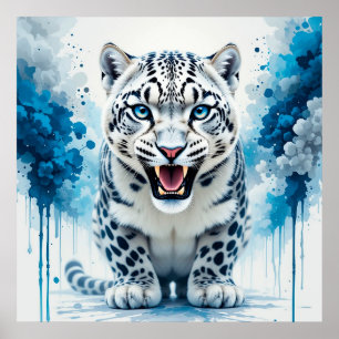 Wilder weißer Leopard Poster