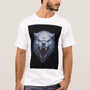 Wilder Weißer Wolfskopf Dark Fantasy Illustration T-Shirt