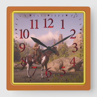 Wilder West Sunset für Acrylmauer-Uhr Quadratische Wanduhr