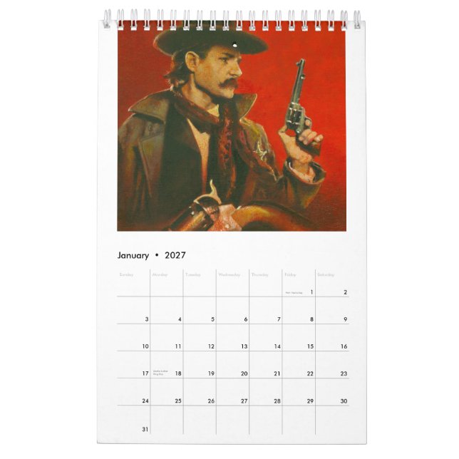 Wilder Westabdeckungs-Kunst-Kalender Kalender (Jan 2027)