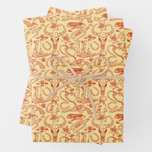 Wilder Westen, altes Cowboy-Muster, rustikaler Wes Geschenkpapier Set