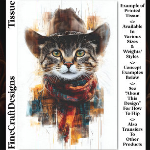 Wilder Westen Cowboy Katze, Hut & Schal DB3 Decoup Seidenpapier