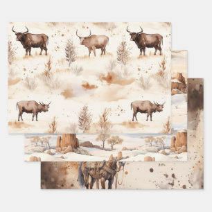 Wilder Westen Pferdegeburtstag Geschenkpapier Set