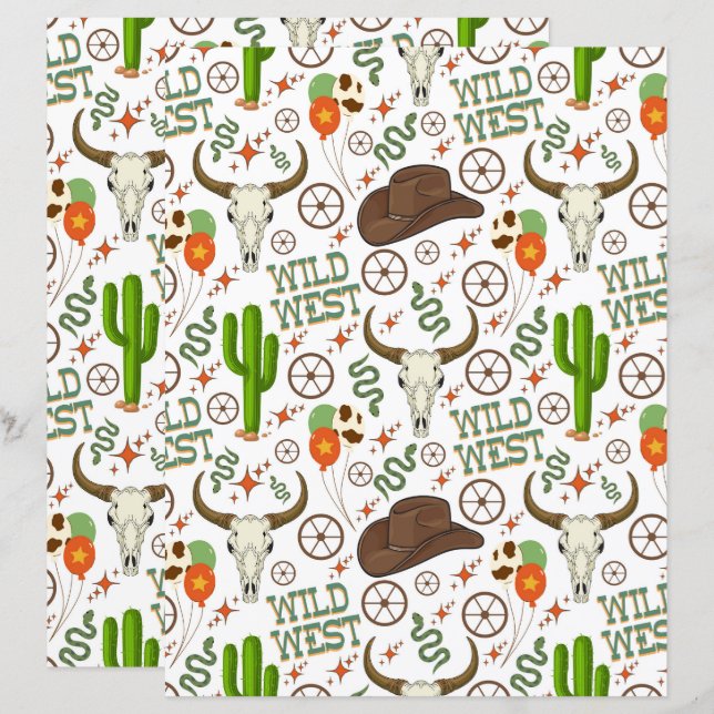 Wilder Westen Scrapbook Papier (Vorne/Hinten)