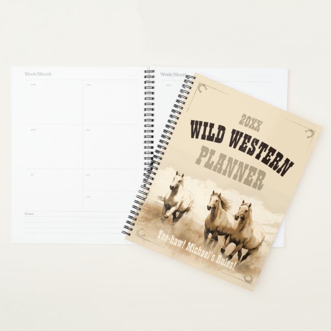 Wilder Western! Horses. Geschenk des bearbeitbaren Planer (Anzeige)