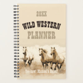 Wilder Western! Horses. Geschenk des bearbeitbaren Planer