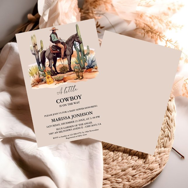 Wilder Western kleiner Cowboy auf dem Weg Babydusc Einladung (Von Creator hochgeladen)