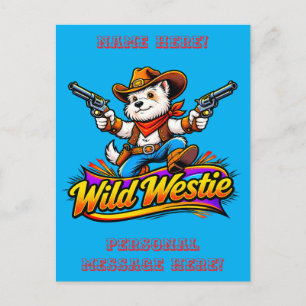 Wilder Westie-Cowboy-Hund Postkarte