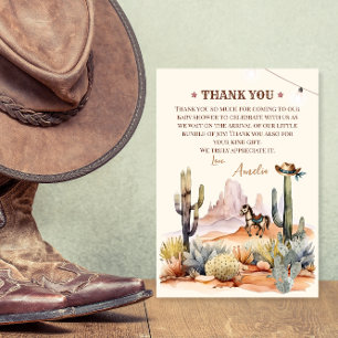 Wilder Westjunge Ein kleiner Cowboy Rustikale Baby Dankeskarte
