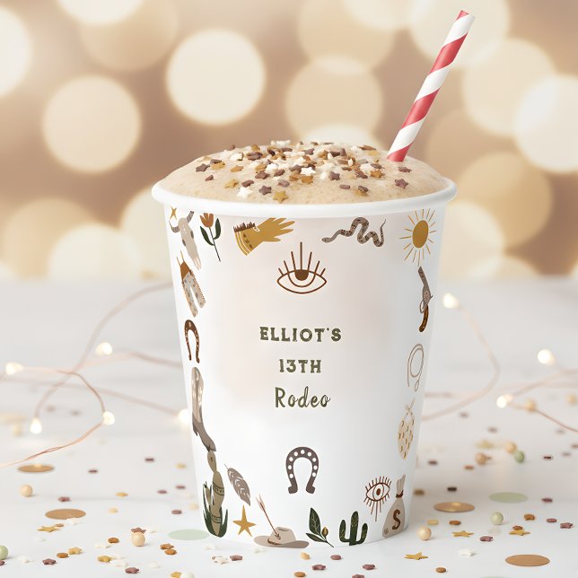 Wilder Westrodeo Cowboy Geburtstag Pappbecher (Von Creator hochgeladen)