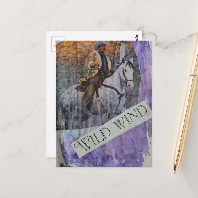Wilder Wind Retro Cowboy Postkarte (Vorderseite/Rückseite Beispiel)