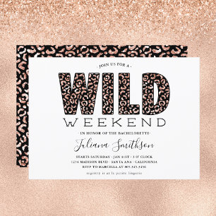 Wilder Wochenende Roségold Leopard Junggesellinnen Einladung