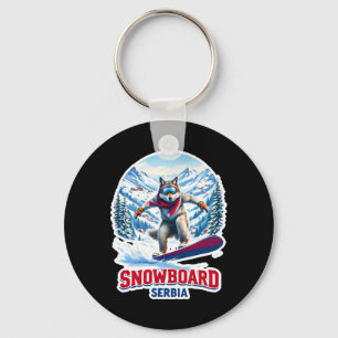 Wilder Wolf aus Serbien Snowboard Adventure Schlüsselanhänger