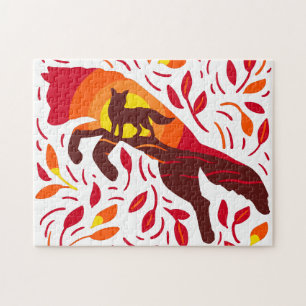 Wilder Wolf Fox Herbst Herbstfarben Tierwelt Puzzle