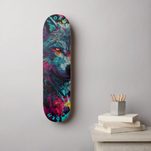 Wilder Wolf-Graffiti-Straßenstil – Limitierte Edit Skateboard