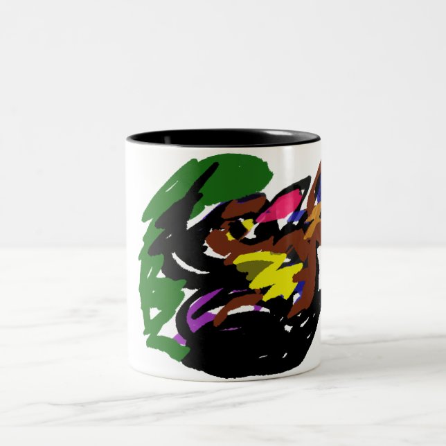 Wilder Wolf Herbst  Zweifarbige Tasse (Mittel)