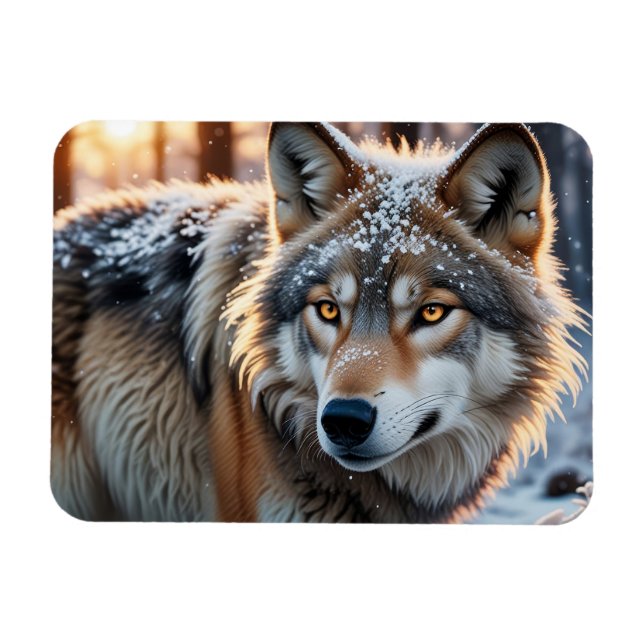 Wilder Wolf im Winter Magnet (Horizontal)