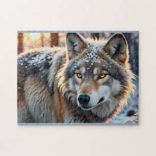 Wilder Wolf im Winter Puzzle