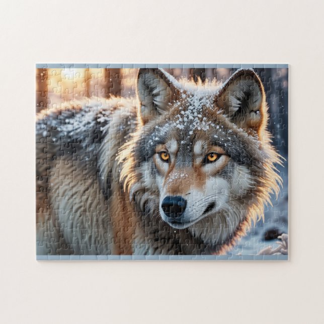 Wilder Wolf im Winter Puzzle (Horizontal)