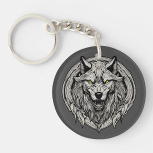 Wilder Wolf-Mandala: Symbol der Stärke Schlüsselanhänger