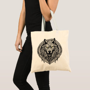 Wilder Wolf-Mandala: Symbol der Stärke Tragetasche
