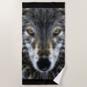 Wilder Wolf mustert Dekor an Strandtuch