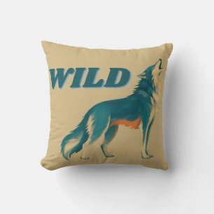 Wilder Wolf Vintage Natur Tier Kissen