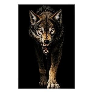 Wilder Wolf – Wütender Wilder Wolf Raubtier Poster