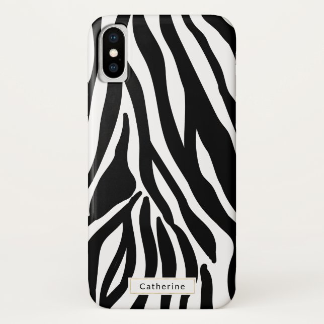Wilder Zebra-Druck mit Namen Case-Mate iPhone Hülle (Rückseite)