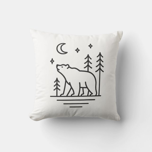 Wilderness Bear Under the Moon Decorative Pillow Kissen (Vorderseite)
