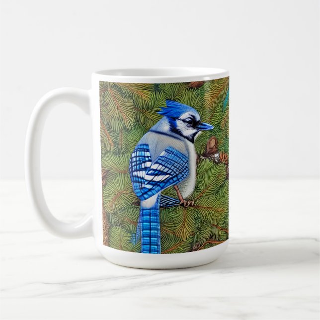 Wilderness Evergreen Blue Jay Kaffeetasse (Links)