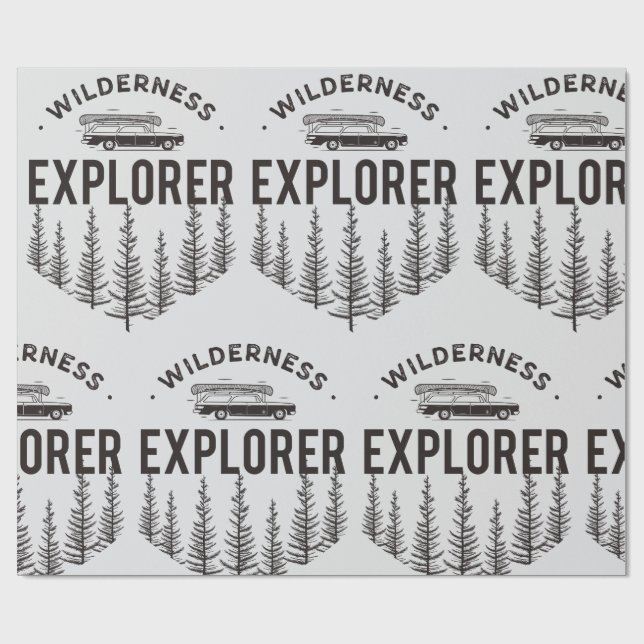 Wilderness Explorer Station Wagon Canoe Trees Geschenkpapier (Flach)