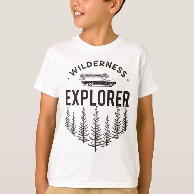 Wilderness Explorer Station Wagon Canoe Trees T-Shirt (Vorderseite)