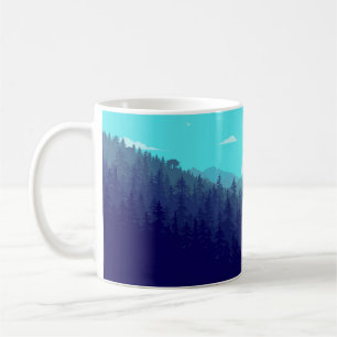 Wilderness Forest Sunrise Vintag Illustration Kaffeetasse