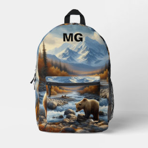 Wilderness Grizzly Bär Wildlife / Nature Bedruckter Rucksack