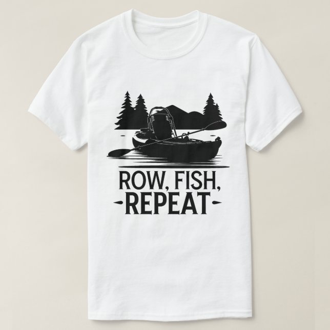 Wilderness Kayak Rowing and Fishing Adventure T-Shirt (Design vorne)