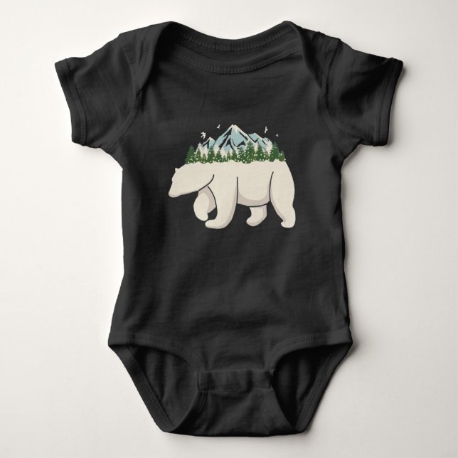 Wilderness Northern Mountain Forest Polar Bear Art Baby Strampler (Vorderseite)