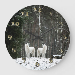 Wilderness Polar Wolf Große Wanduhr