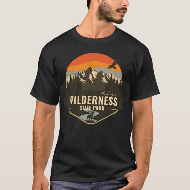 Wilderness State Park Michigan MI Retro Camping gi T-Shirt (Vorderseite)