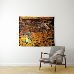 Wilderness Sunset Enten auf Stone Hintergrund Wandteppich
