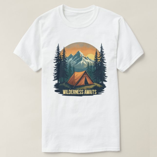 Wilderness wartet auf T - Shirt | Das Abenteuer ve (Design vorne)