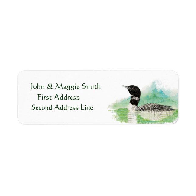 Wilderness Watercolor Bird Loon Address Label (Vorne)