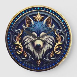 Wilderness Wolf Art mit 3D Design Große Wanduhr