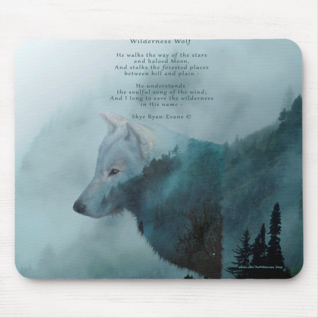 Wilderness Wolf & Öko Gedicht Mousepad (Vorne)