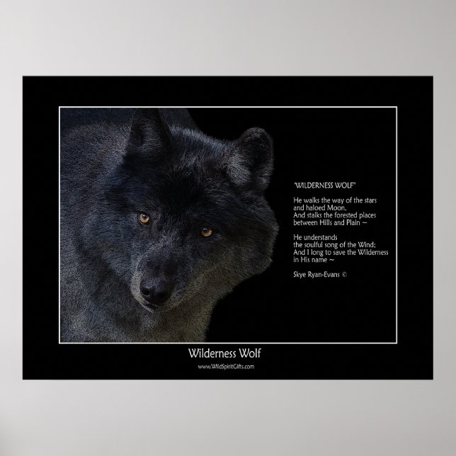WILDERNESS WOLF Wildlife Supporter Poster w Gedich (Vorne)