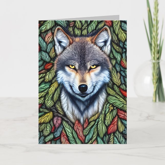 Wilderness Woodland Predator Wolf Dankeskarte (Vorderseite)