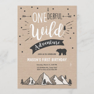 Wildes Abenteuer Erster Geburtstag Einladung Brown