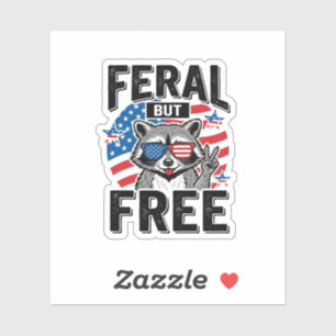 Wildes aber freies patriotisches Waschbär-Vintage- Aufkleber