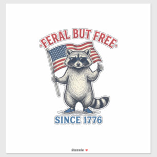 Wildes aber freies patriotisches Waschbär-Vintage- Aufkleber